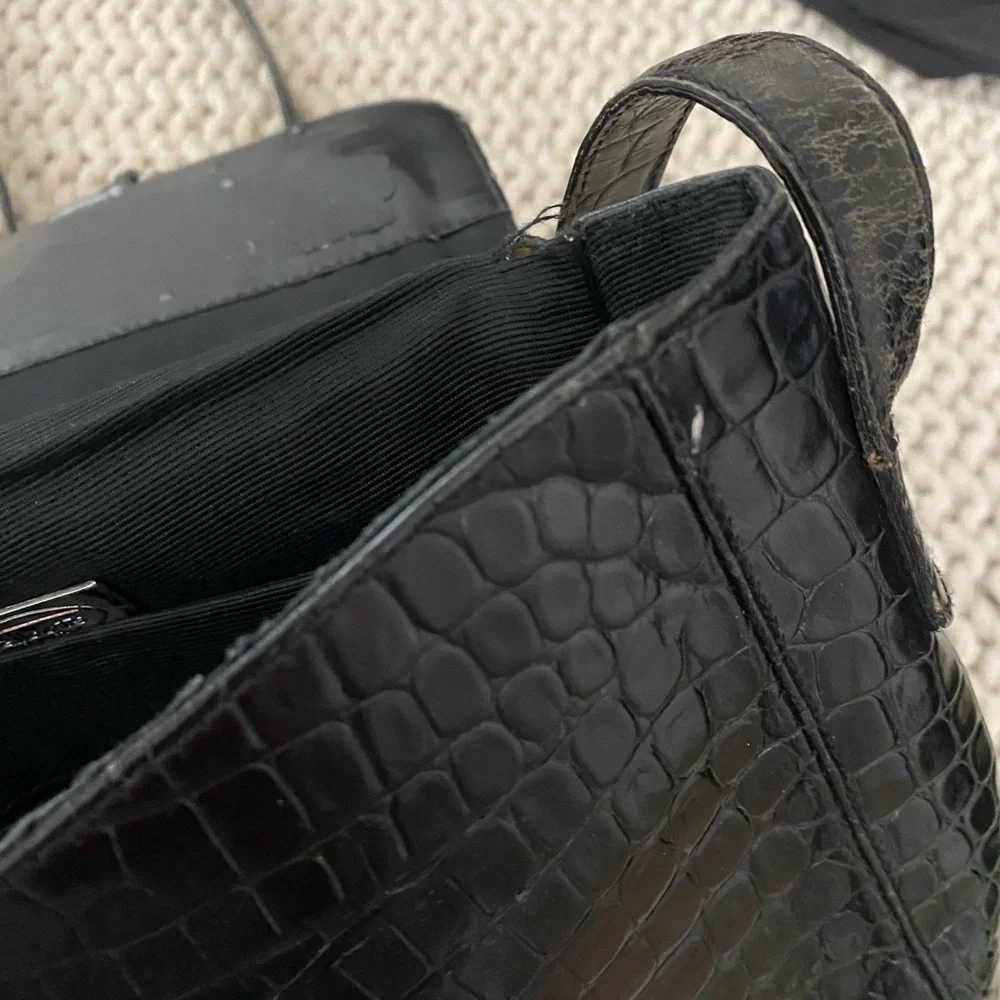 Black Snakeskin Leather Crossbody purse